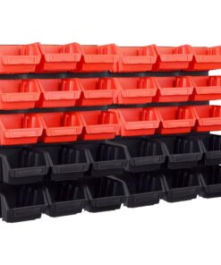 vidaXL 32-delige Opslagbakkenset met wandpanelen rood en zwart