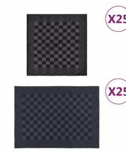 vidaXL 50-delige Keukendoekenset katoen zwart en grijs