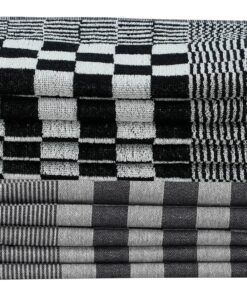 vidaXL 50-delige Keukendoekenset katoen zwart en wit