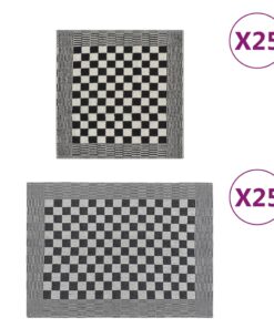 vidaXL 50-delige Keukendoekenset katoen zwart en wit