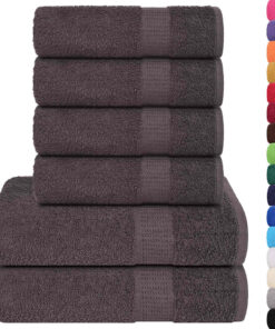 vidaXL 6-delige Handdoekenset FROGN 360 g/m² antraciet