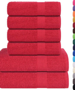 vidaXL 6-delige Handdoekenset FROGN 360 g/m² rood