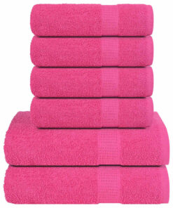 vidaXL 6-delige Handdoekenset FROGN 360 g/m² roze