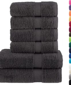 vidaXL 6-delige Handdoekenset SOLUND 600 g/m² antracietkleurig