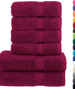 vidaXL 6-delige Handdoekenset SOLUND 600 g/m² bordeauxrood