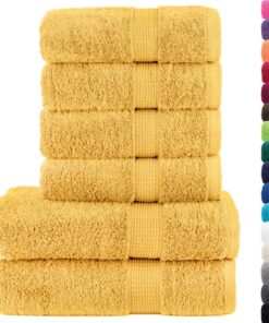vidaXL 6-delige Handdoekenset SOLUND 600 g/m² goudkleurig