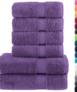 vidaXL 6-delige Handdoekenset SOLUND 600 g/m² paars