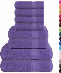 vidaXL 8-delige Handdoekenset FROGN 360 g/m² paars
