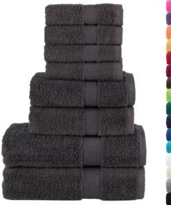 vidaXL 8-delige Handdoekenset SOLUND 600 g/m² antracietkleurig