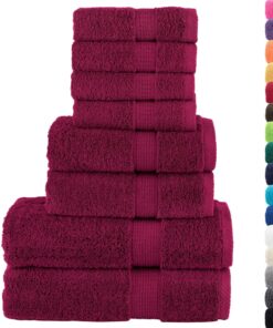 vidaXL 8-delige Handdoekenset SOLUND 600 g/m² bordeauxrood