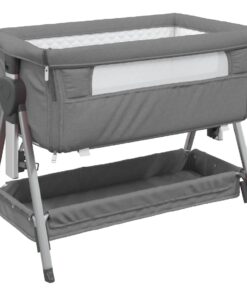 vidaXL Babybed met matras linnen donkergrijs