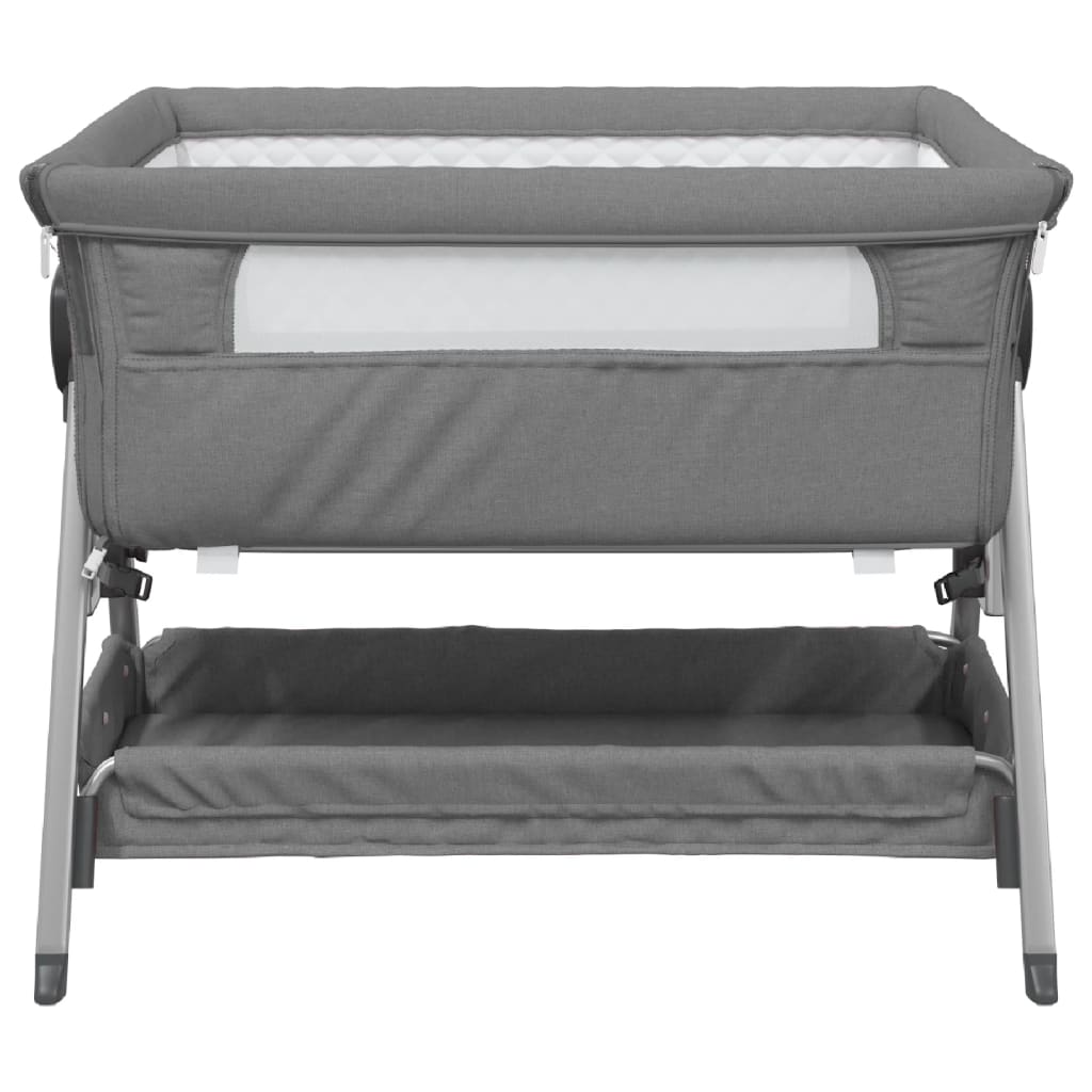 vidaXL Babybed met matras linnen donkergrijs - Image 3