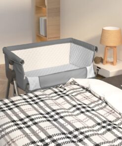vidaXL Babybed met matras linnen donkergrijs