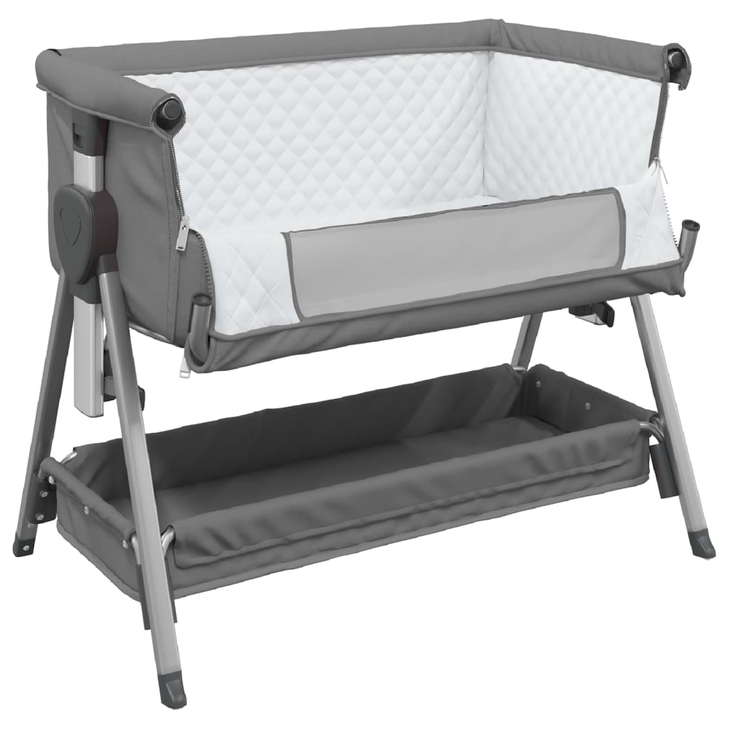 vidaXL Babybed met matras linnen donkergrijs - Image 4