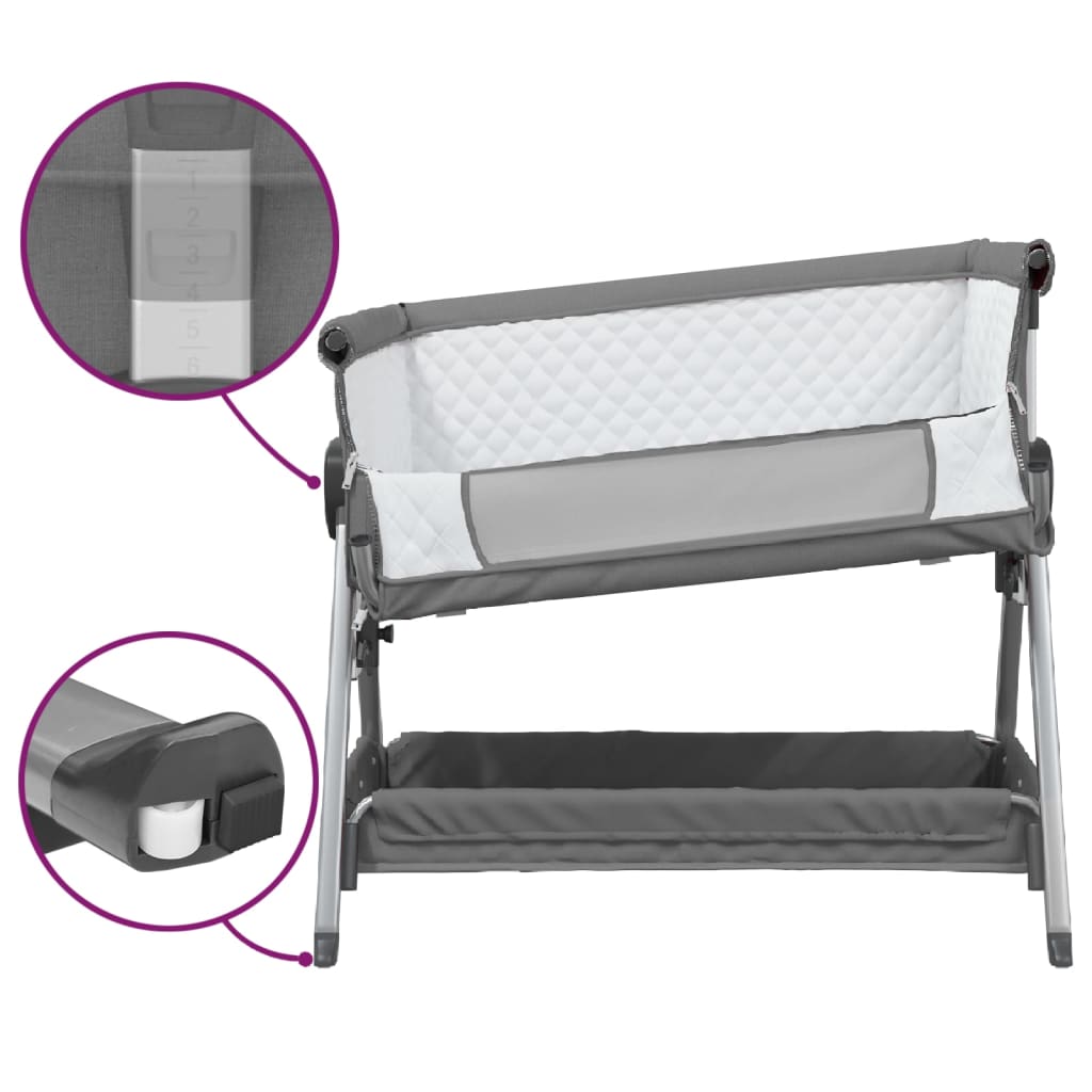 vidaXL Babybed met matras linnen donkergrijs - Image 7