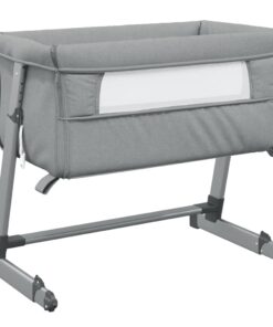 vidaXL Babybed met matras linnen lichtgrijs