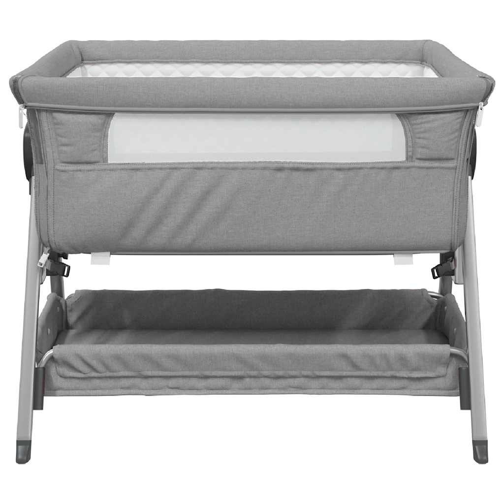 vidaXL Babybed met matras linnen lichtgrijs - Image 3