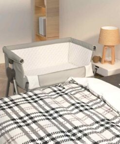 vidaXL Babybed met matras linnen lichtgrijs