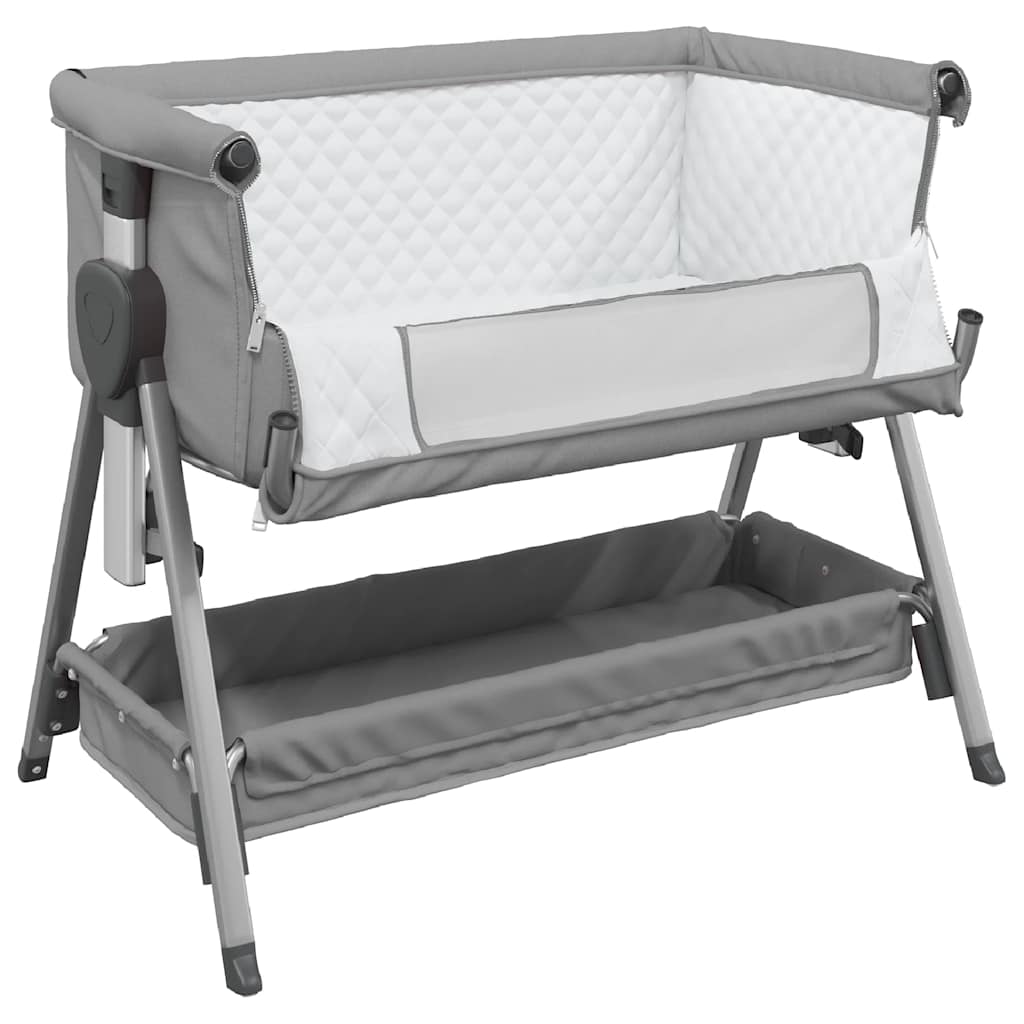 vidaXL Babybed met matras linnen lichtgrijs - Image 4