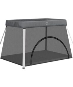 vidaXL Babybox met matras linnen donkergrijs