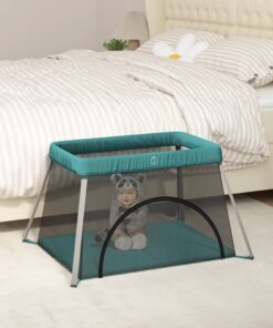 vidaXL Babybox met matras linnen groen