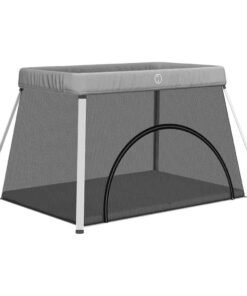 vidaXL Babybox met matras linnen lichtgrijs