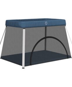 vidaXL Babybox met matras linnen marineblauw