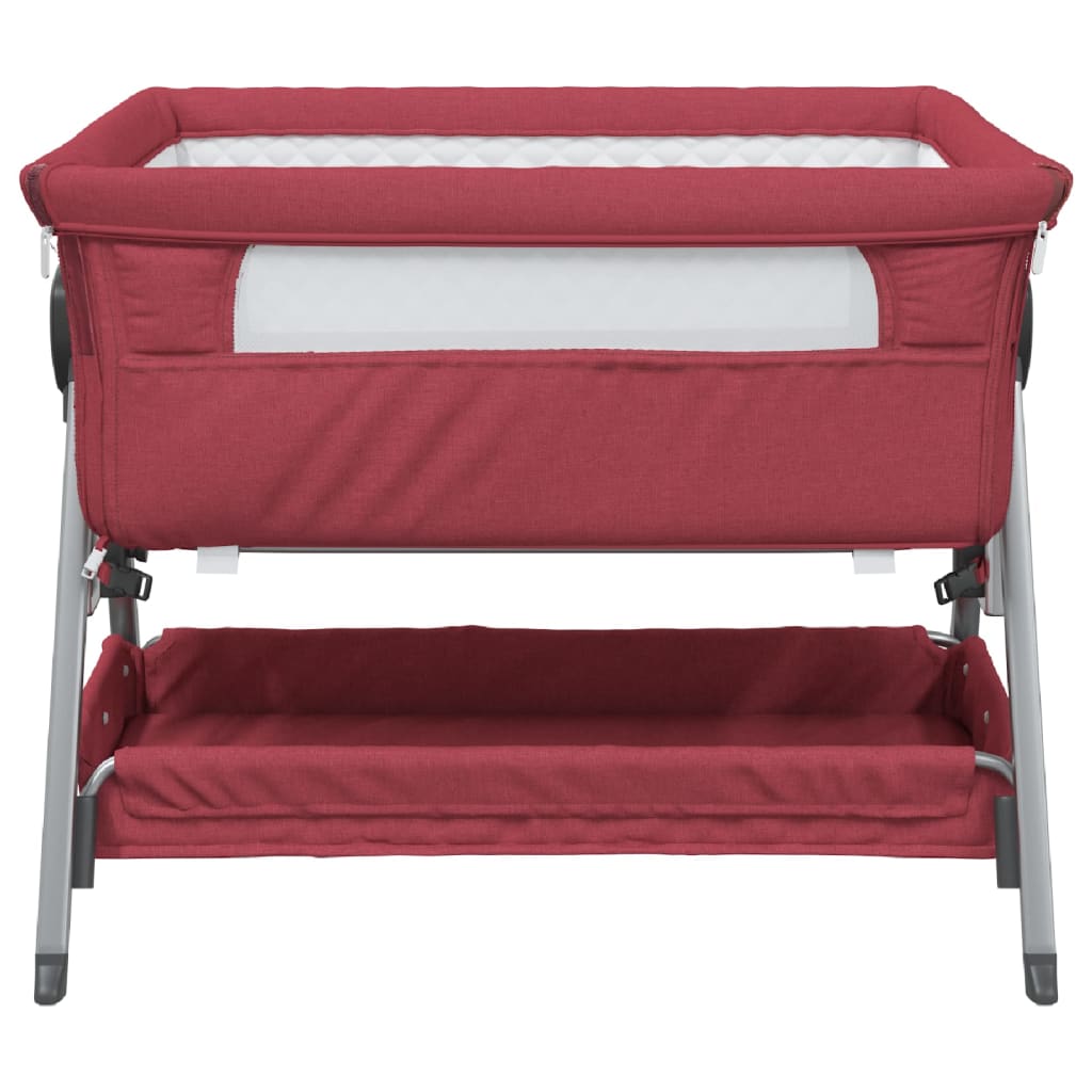 vidaXL Babybox met matras linnen rood - Image 3