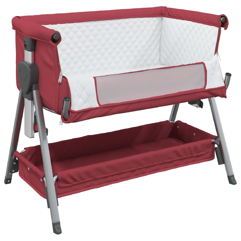 vidaXL Babybox met matras linnen rood - Image 4