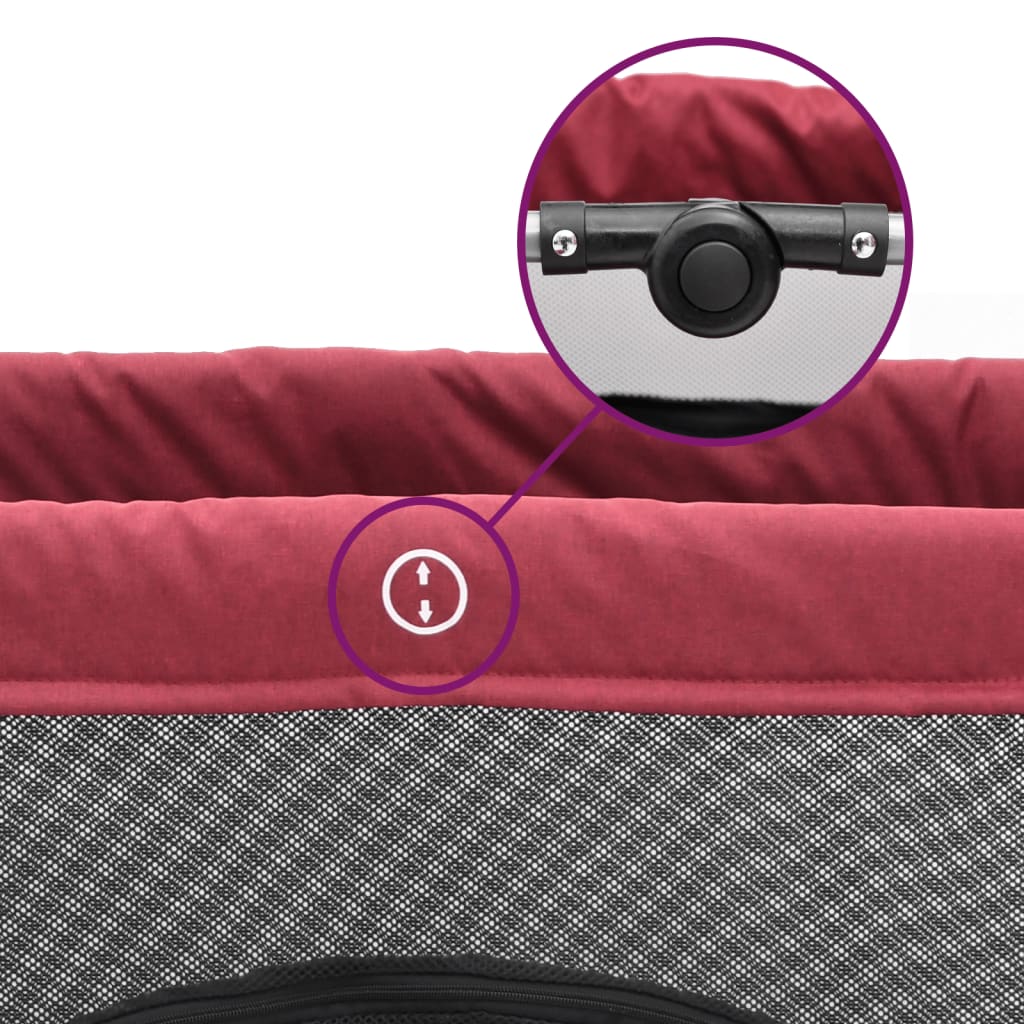 vidaXL Babybox met matras linnen rood - Image 7