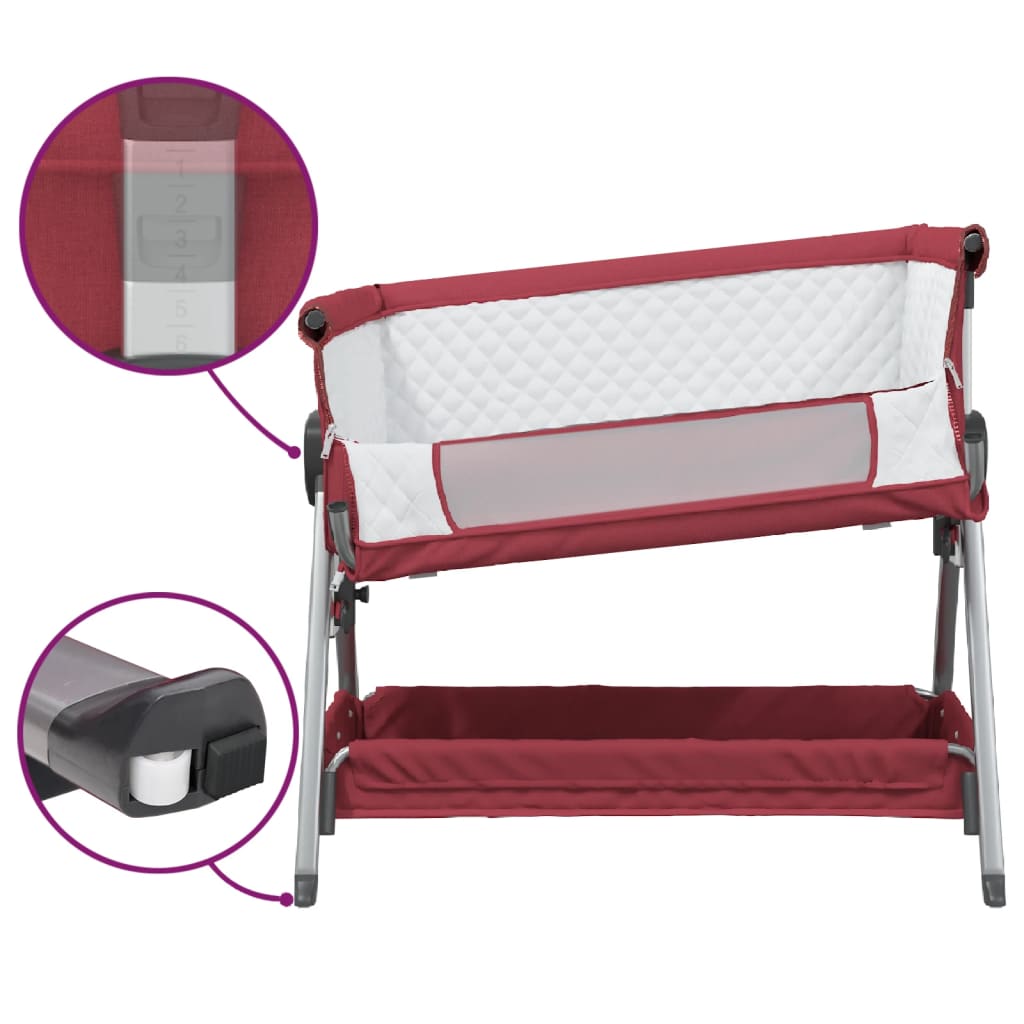 vidaXL Babybox met matras linnen rood - Image 7