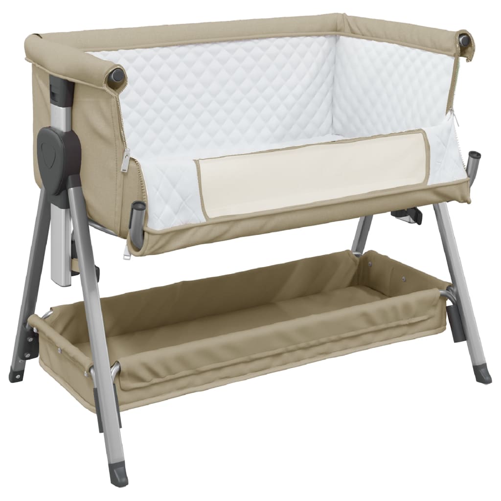 vidaXL Babybox met matras linnen taupe - Image 4