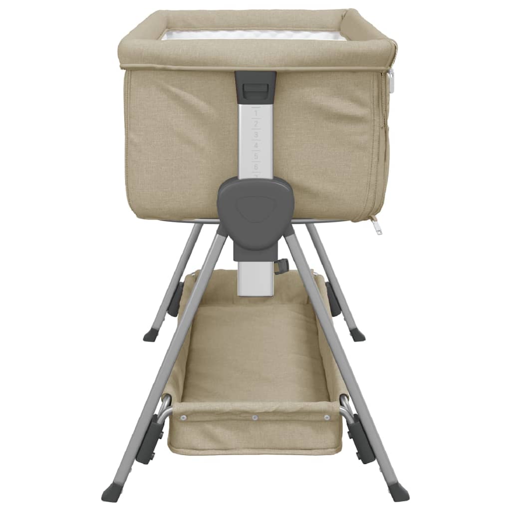 vidaXL Babybox met matras linnen taupe - Image 5