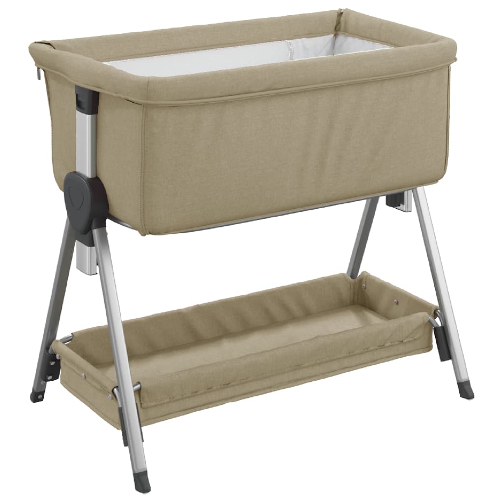 vidaXL Babybox met matras linnen taupe - Image 6