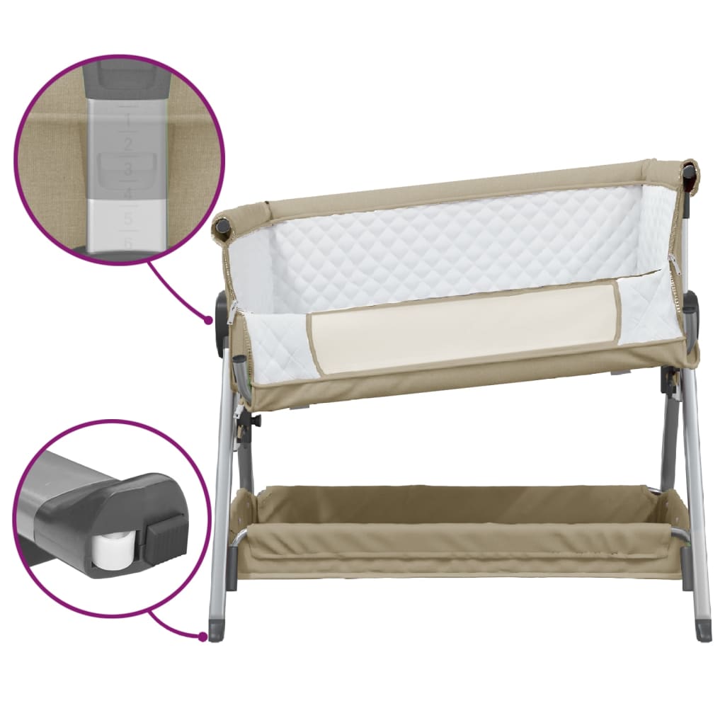 vidaXL Babybox met matras linnen taupe - Image 7