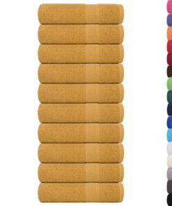 vidaXL Badhanddoeken FROGN 10 st 100x150 cm 360 g/m² goud