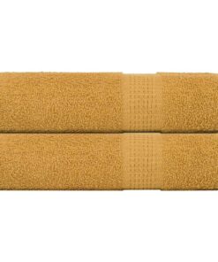 vidaXL Badhanddoeken FROGN 2 st 100x150 cm 360 g/m² goud