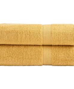 vidaXL Badhanddoeken SOLUND 2 st 600 g/m² 70x140 cm goudkleurig
