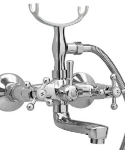 vidaXL Badkraan tweeknops en handdouche chroom