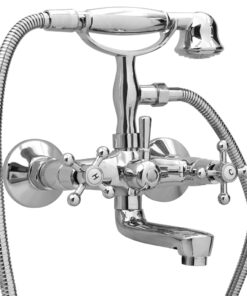 vidaXL Badkraan tweeknops en handdouche chroom