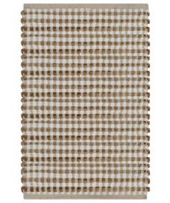 vidaXL Badmattenset handgeweven jute en stof naturel en wit