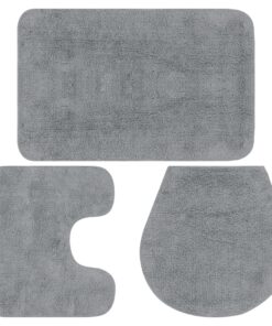 vidaXL Badmattenset stof grijs 3-delig