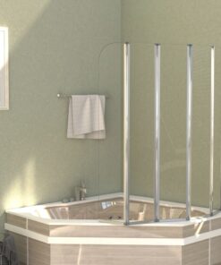 vidaXL Badwand 120x140 cm gehard glas transparant