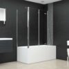 vidaXL Badwand 120x69x130 cm gehard glas transparant