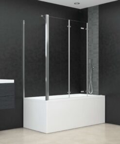 vidaXL Badwand 120x69x130 cm gehard glas transparant
