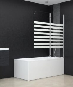vidaXL Badwand gestreept 120x140 cm gehard glas