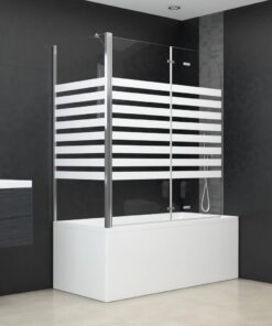vidaXL Badwand gestreept 120x68x130 cm gehard glas