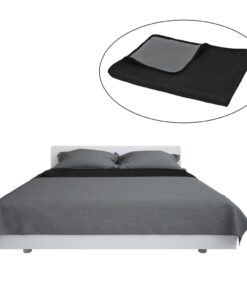 vidaXL Bedsprei dubbelzijdig 230x260 cm quilt grijs en zwart