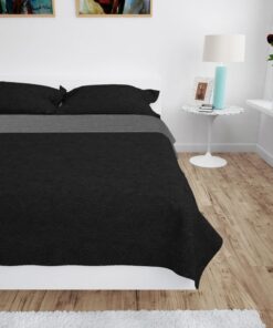 vidaXL Bedsprei dubbelzijdig 230x260 cm quilt grijs en zwart