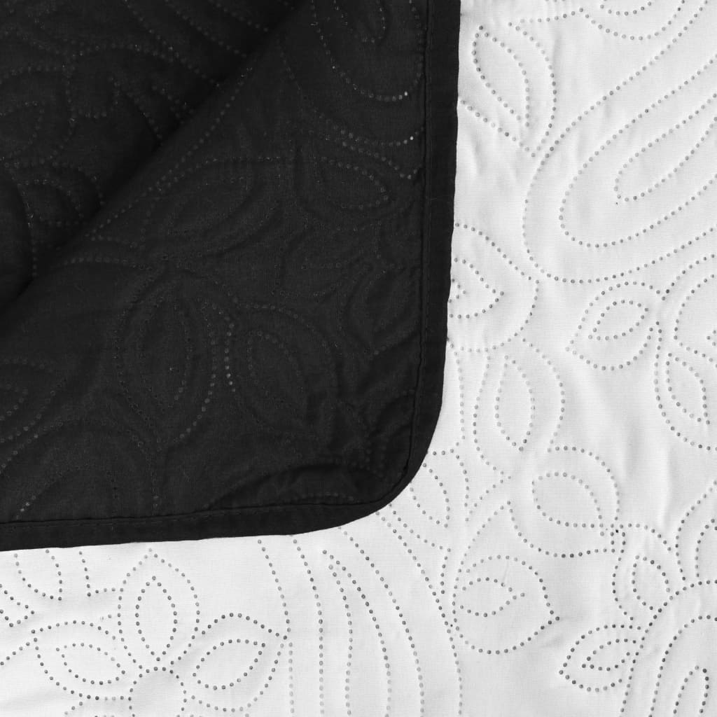 vidaXL Bedsprei dubbelzijdig 230x260 cm quilt zwart en wit - Image 5